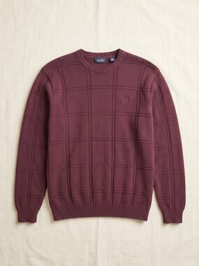 Vintage IZOD Burgundy Ribbed Knit Sweater 100% Cotton Men's L